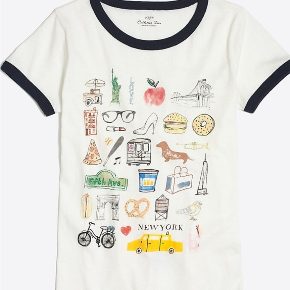 J. Crew Black and White NYC Graphic Short Sleeve Tee